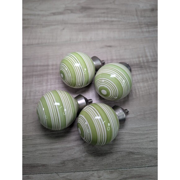 Lot of 8 Pottery Barn Green and White Swirl Curtain Finials + Drapery Tie Backs - Picture 10 of 14